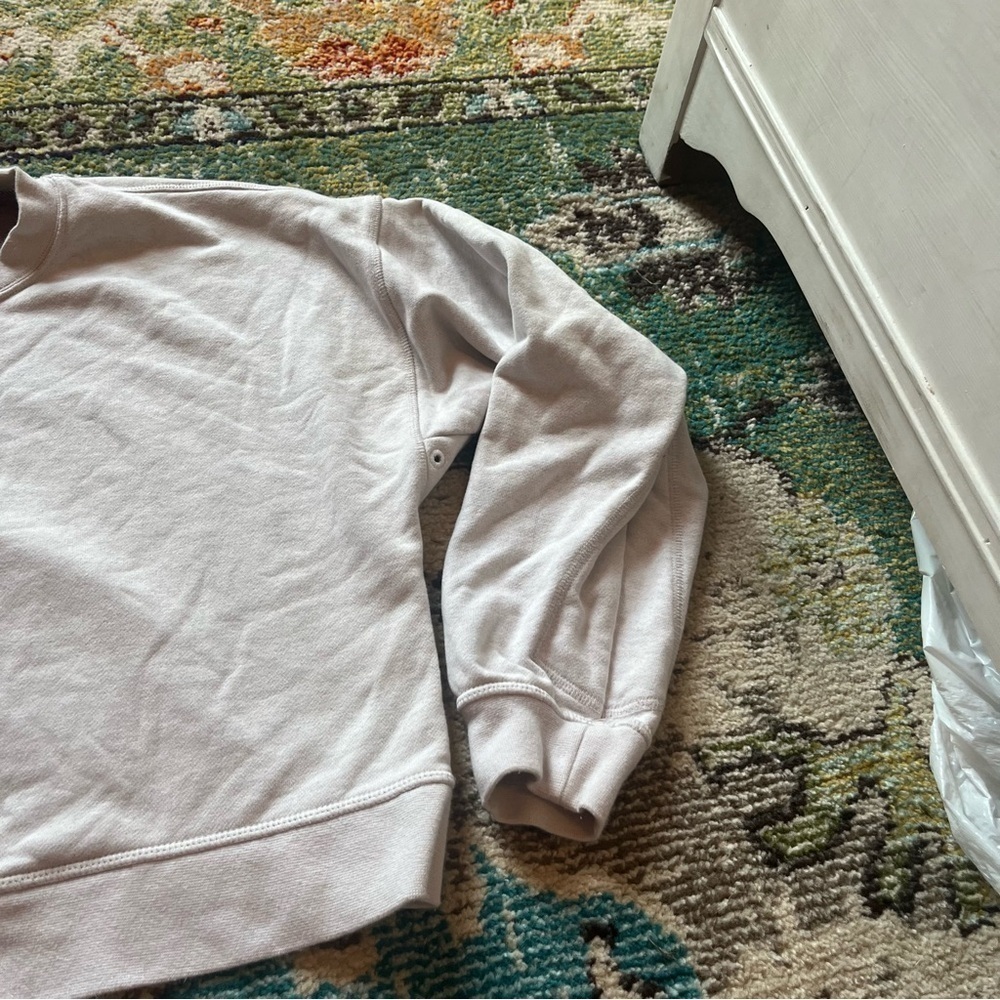 Nike Sportswear Women’s Small Light Beige Speckled Logo Crewneck Sweatshirt - Picture 5 of 9